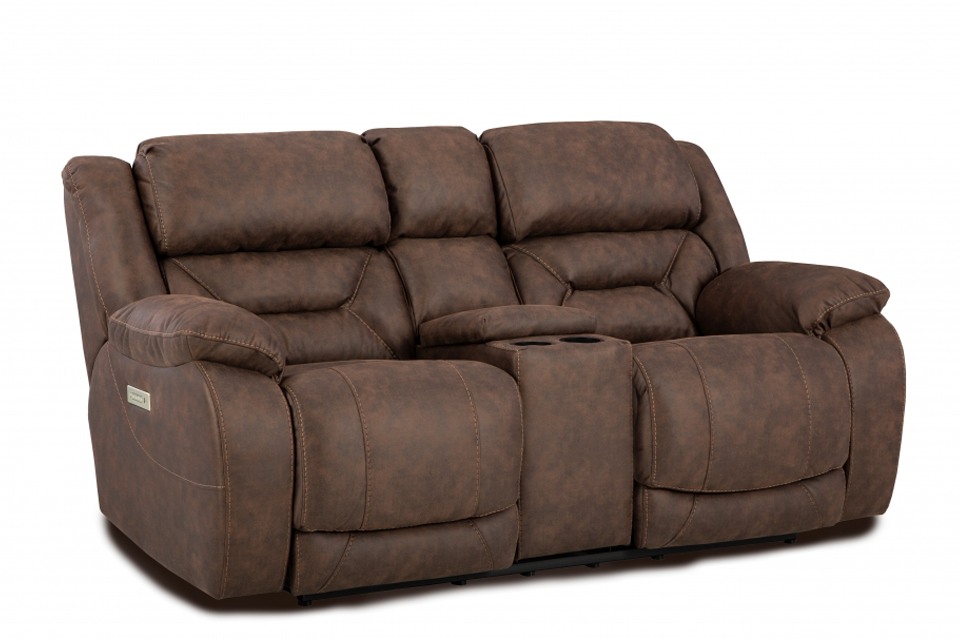 Homestretch Upholstered Power Reclining Loveseat With Console