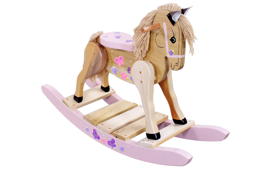Youth Rocking Horse - Pink & Flowers