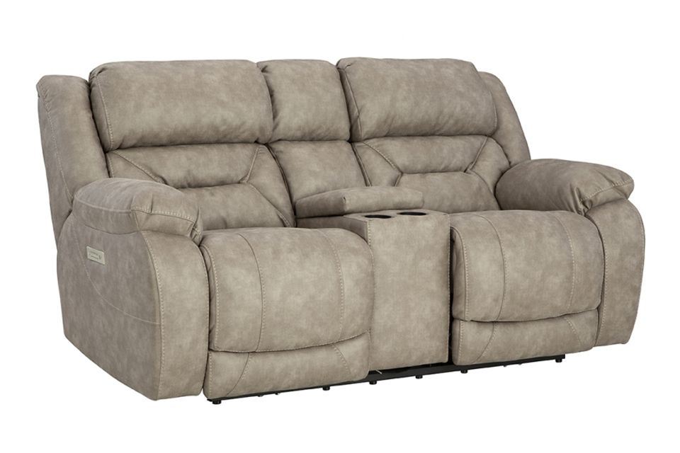 Homestretch Upholstered Power Reclining Loveseat With Console