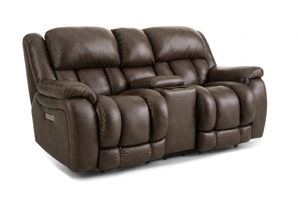Homestretch Upholstered Power Reclining Loveseat With Console