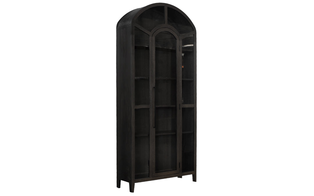 Brown Maple & Glass Arched Bookshelf