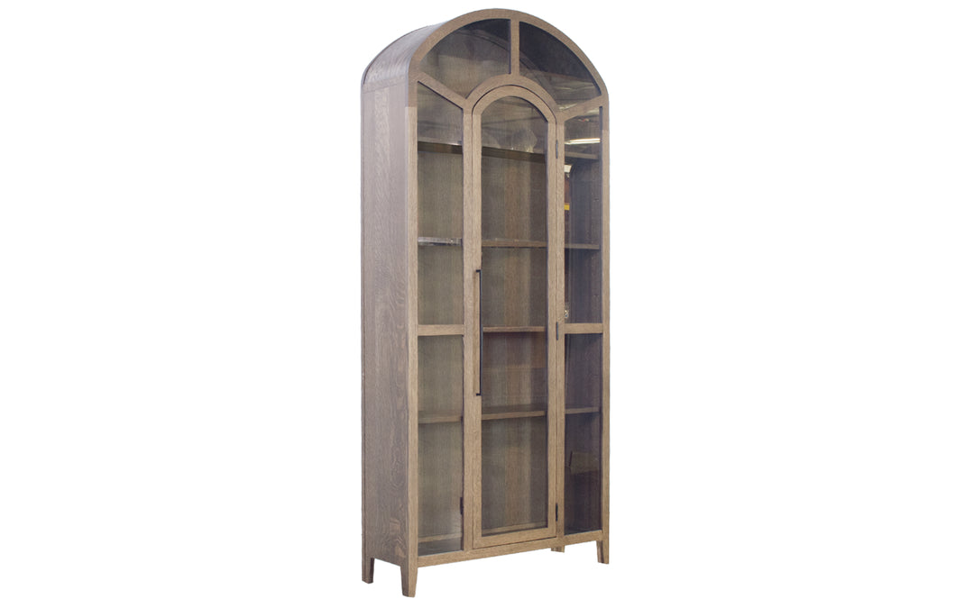White Oak & Glass Arched Bookshelf