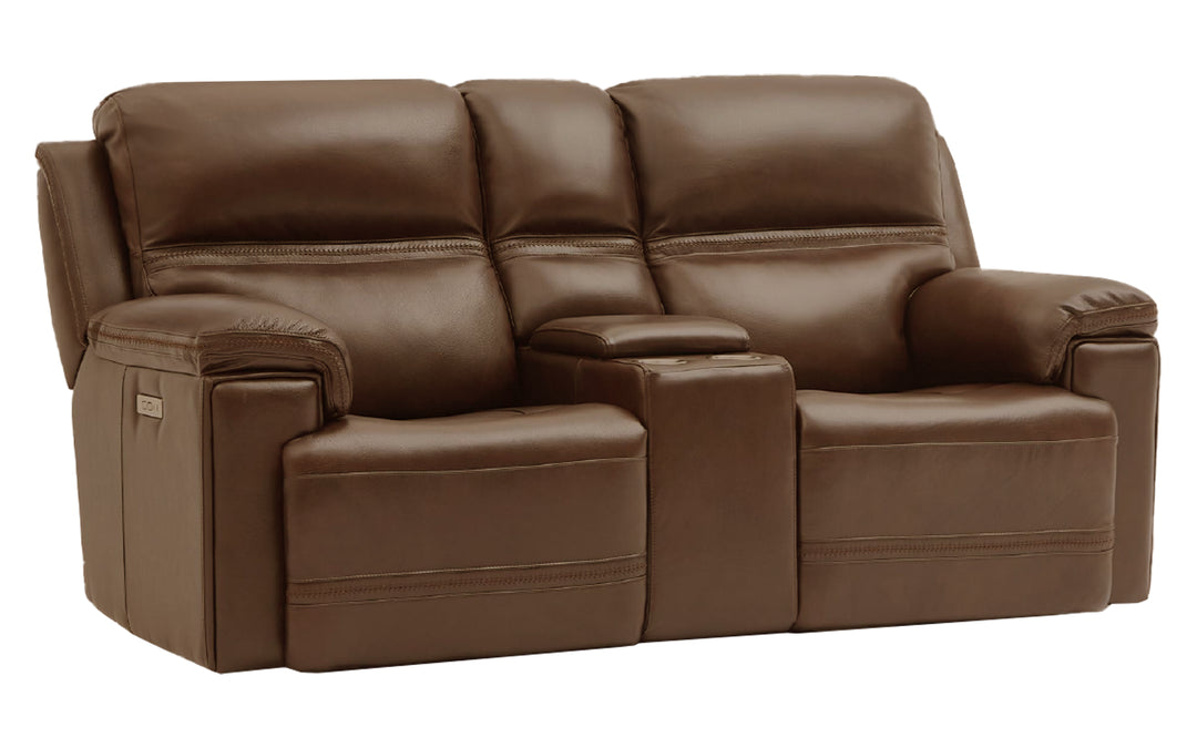 InMotion Leather Power Reclining Console Loveseat
