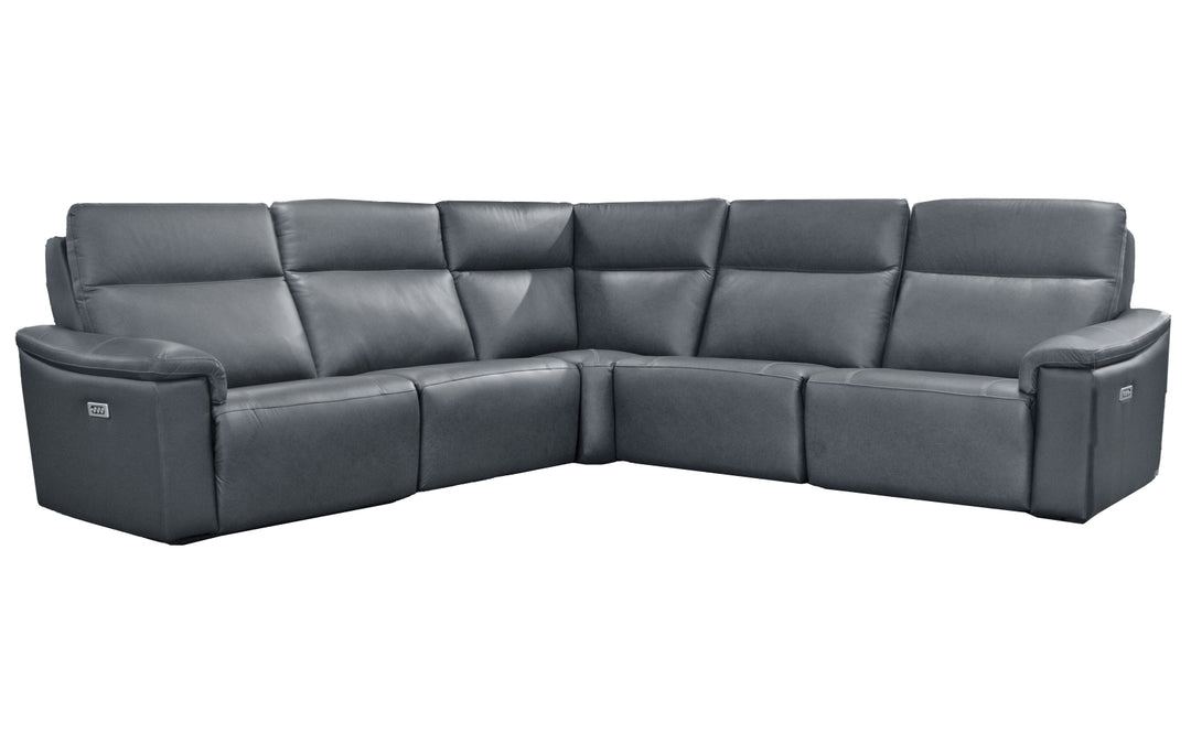 Elran Leather Power Reclining Sectional