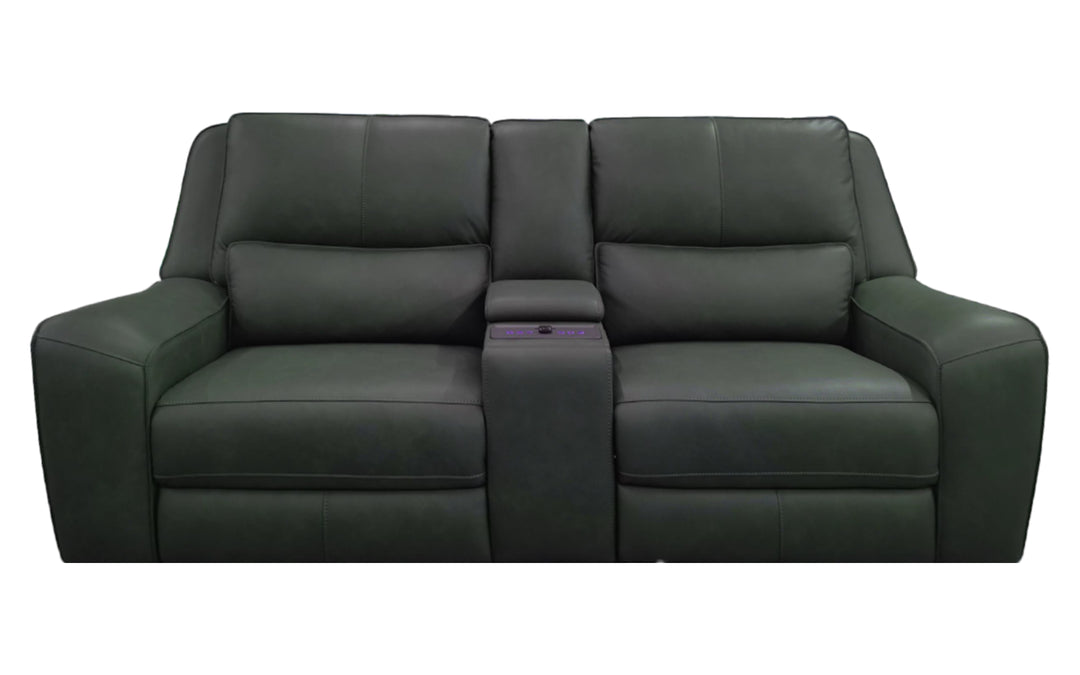InMotion Leather Power Reclining Console Loveseat