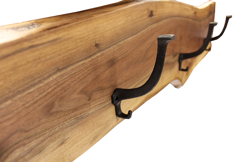 Live Edge Walnut Wall Mounted Coat Rack