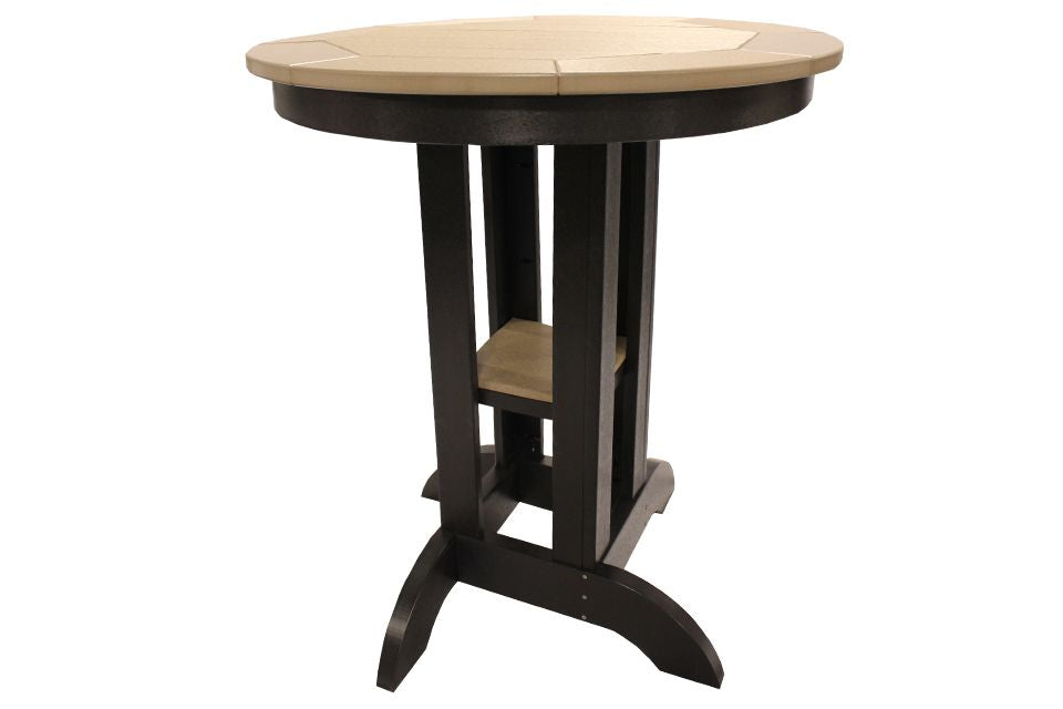 Outdoor Pub Table - Weathered Wood & Black