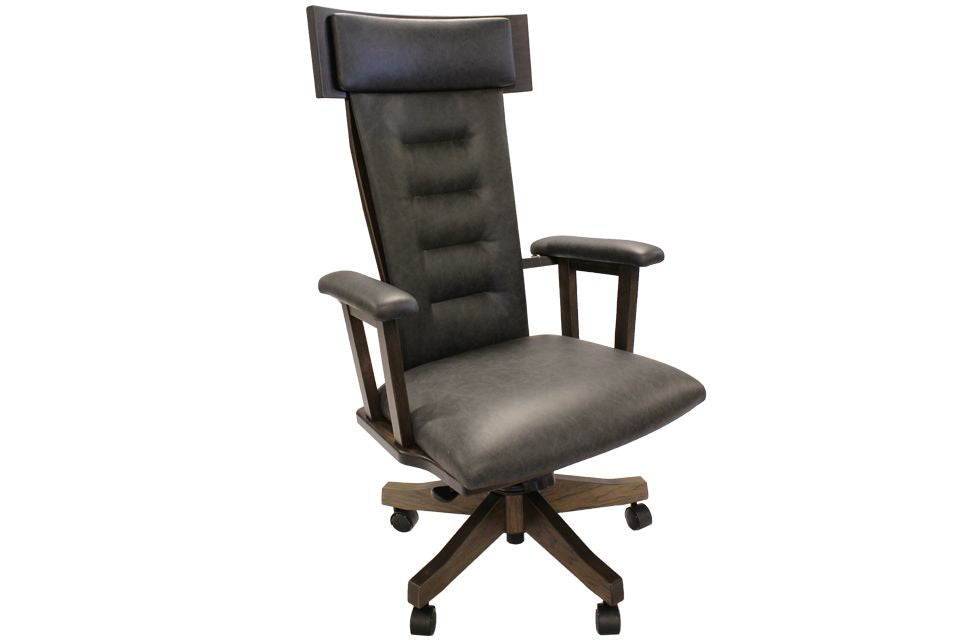 Hickory And Leather Rocker Desk Chair