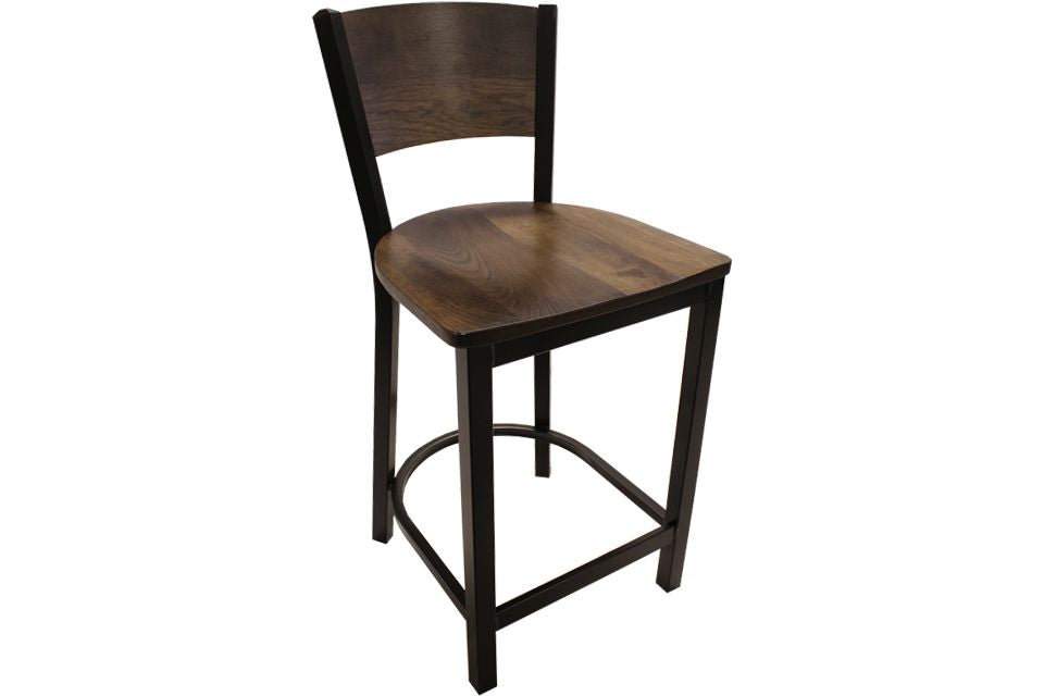 Rustic Hickory And Metal Stool