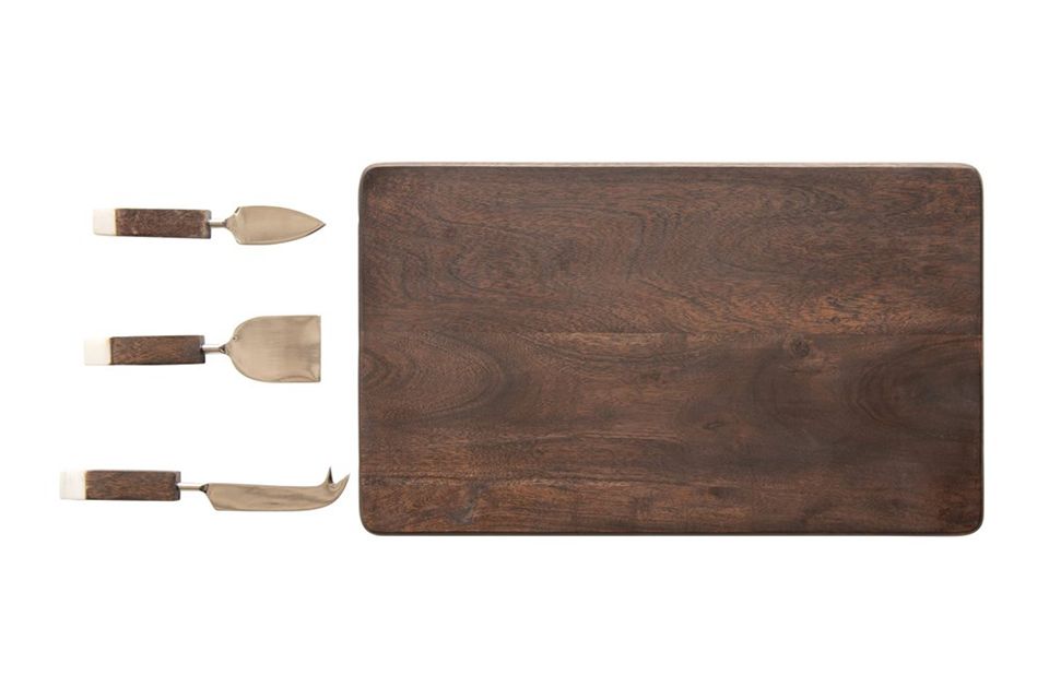 Acacia Wood Cheese/Cutting Board With Knives