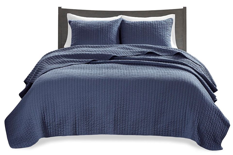 Keaton Reversible Navy 2-Piece Coverlet Set - Twin