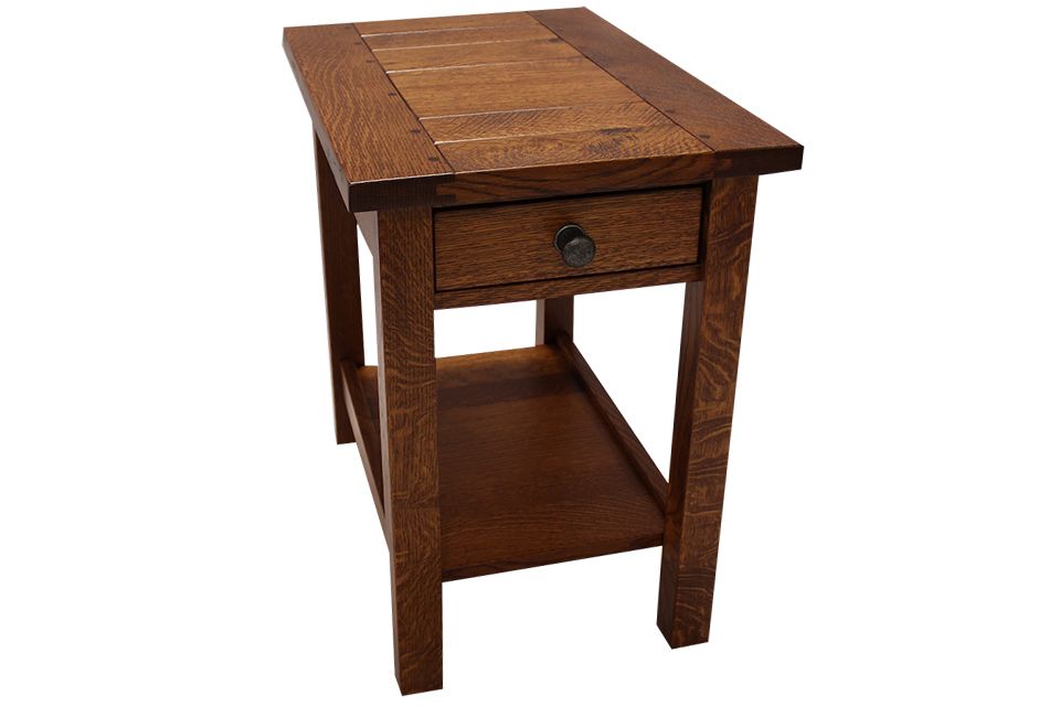 Rustic Quartersawn Oak Chairside Table
