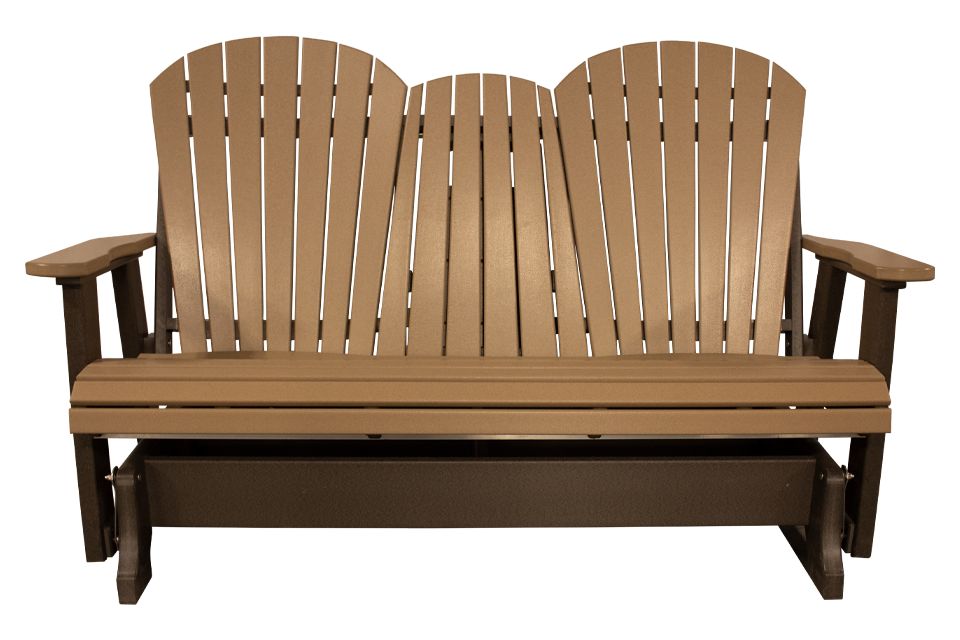 Outdoor Glider With Cup Holders - Weatherwood & Coffee