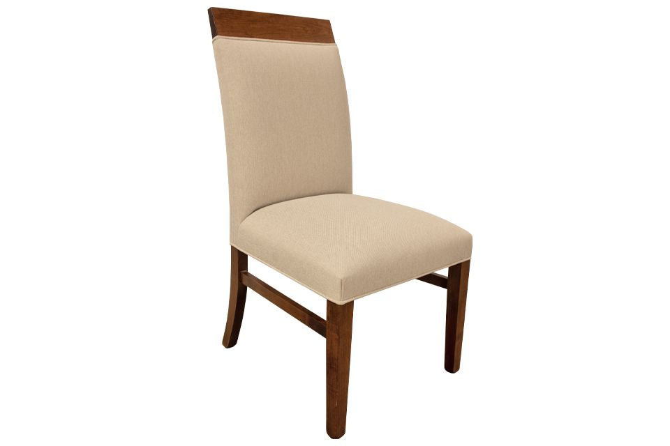 Brown Maple Upholstered Dining Chair