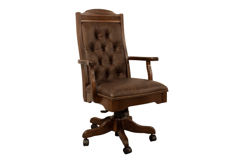 Oak And Leather Rocker Desk Chair