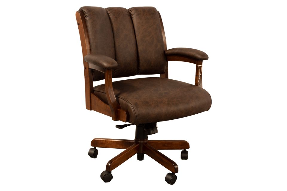 Brown Maple And Leather Rocker Desk Chair