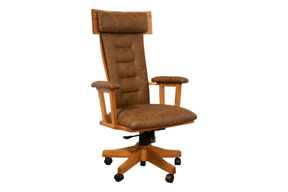 Oak And Leather Rocker Desk Chair