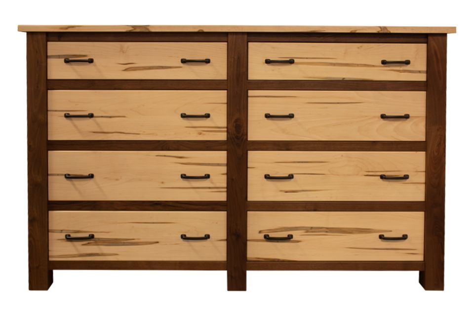 Rustic Walnut And Wormy Maple Dresser