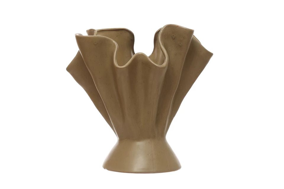 Ruffled Stoneware Vase