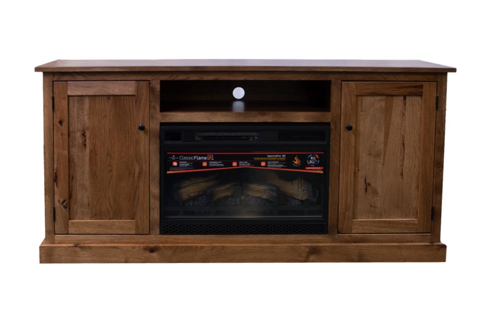 Rustic Hickory Fireplace Console