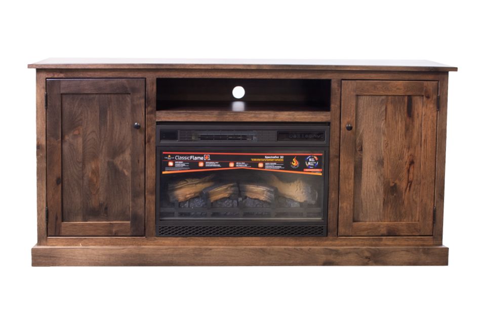 Rustic Hickory Fireplace Console
