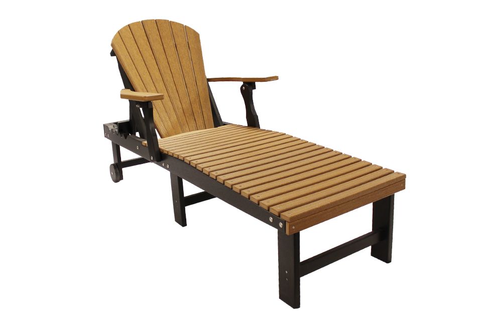Outdoor Chaise Lounge - Antique Mahogany & Black