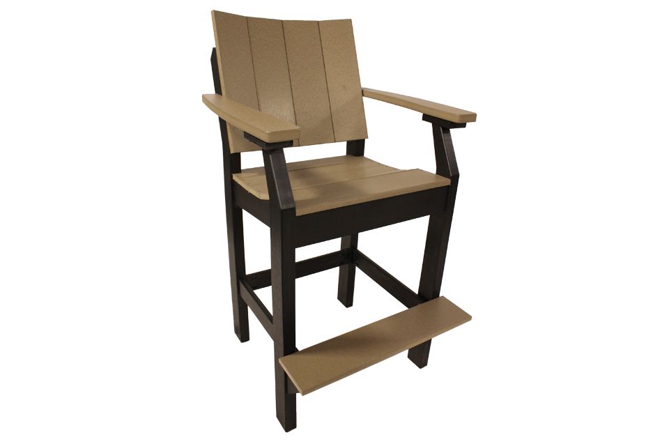 Outdoor Bar Chair - Weathered Wood & Black