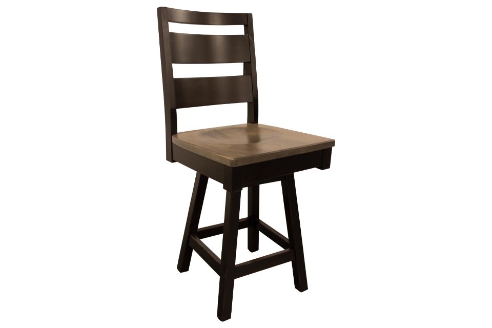 Two-Tone Brown Maple Counter Height Swivel Stool
