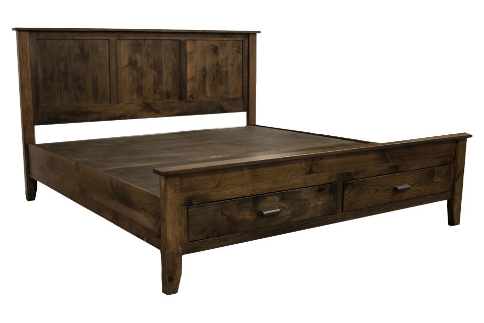 Rustic Hickory King Bed with Storage