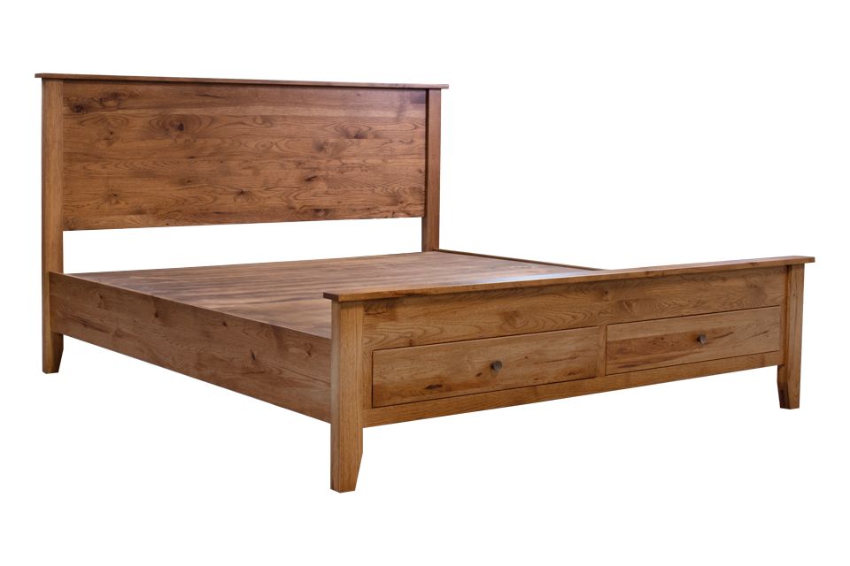 Rustic Hickory King Bed with Storage