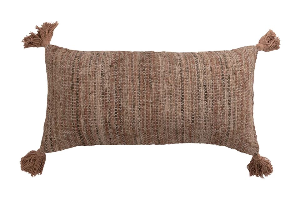 Woven Cotton Striped Lumbar Pillow