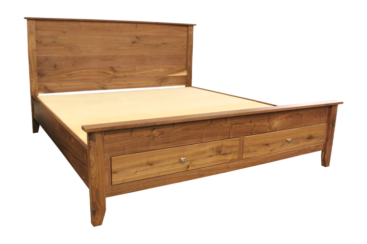 Rustic Walnut King Storage Bed