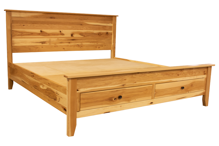 Rustic Hickory King Bed With Storage