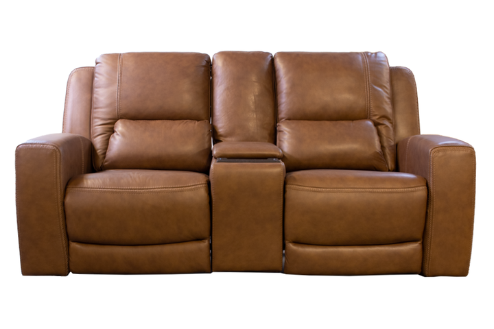 Kuka Leather Power Reclining Loveseat