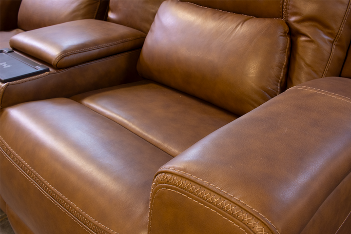 Kuka Leather Power Reclining Loveseat