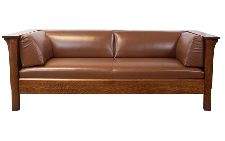 Quartersawn White Oak Leather Sofa