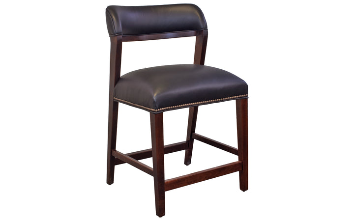 Brown Maple Leather Counter Stool