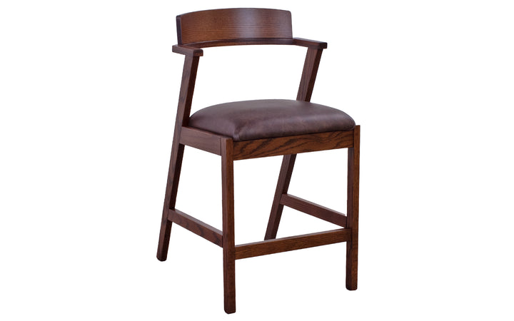 Oak & Leather Counter Stool