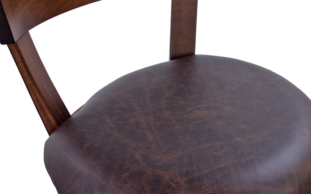 Brown Maple & Leather Swivel Counter Stool