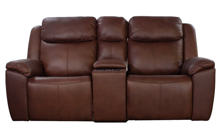 Kuka Leather Manual Reclining Console Loveseat