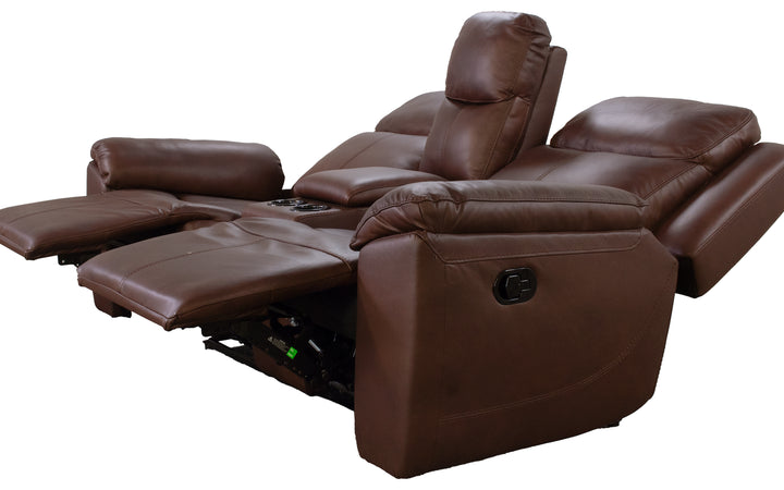 Kuka Leather Manual Reclining Console Loveseat