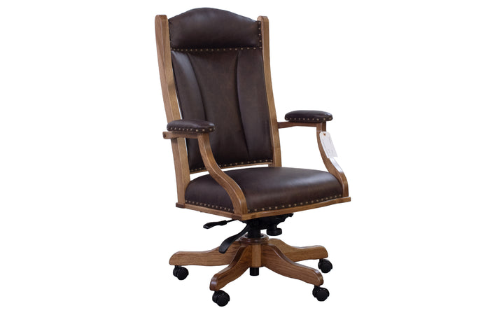 Hickory & Leather Rocker Desk Chair