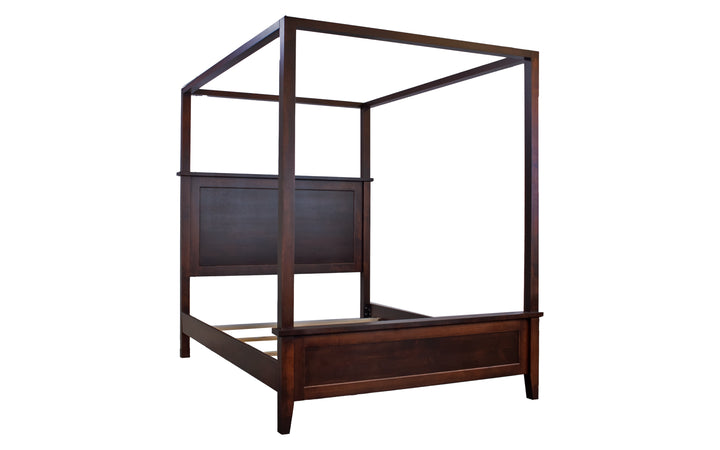 Brown Maple Queen Canopy Bed