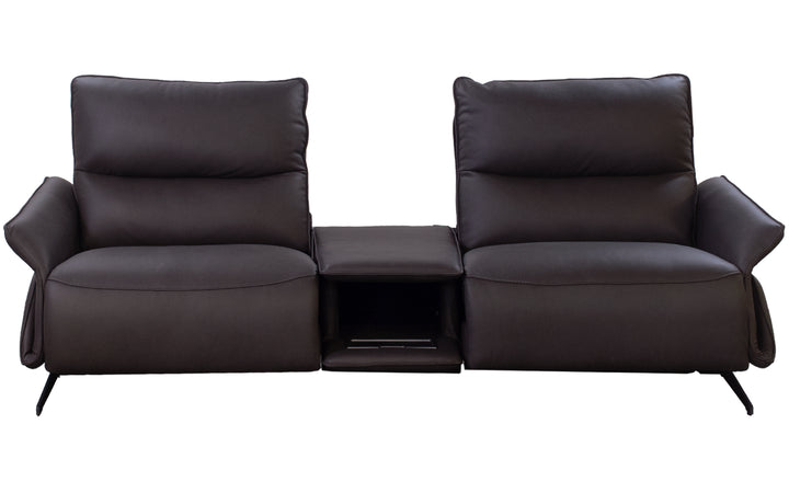 Violino Leather Power Reclining Loveseat Console