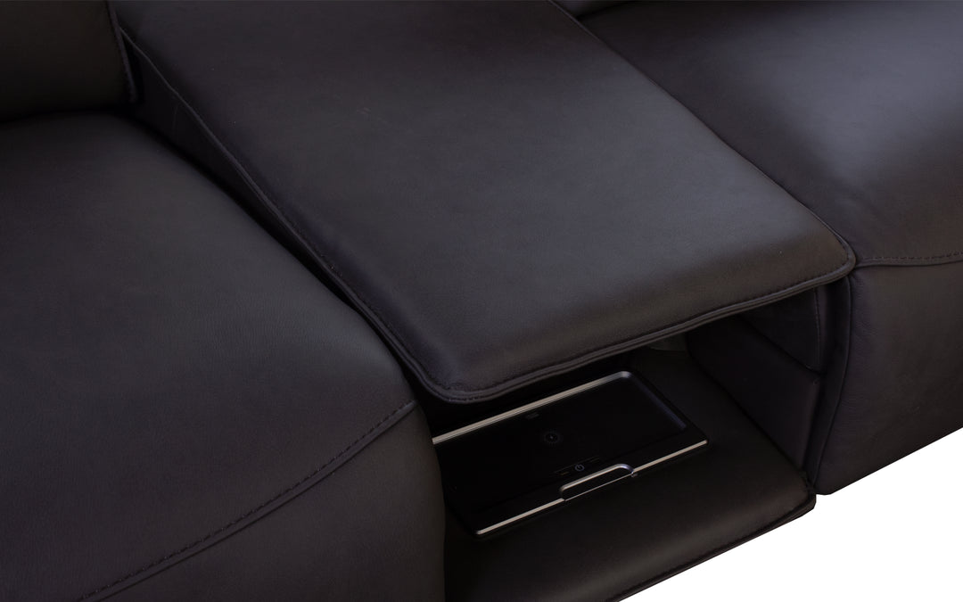 Violino Leather Power Reclining Loveseat Console