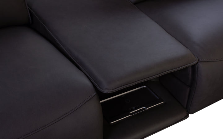 Violino Leather Power Reclining Loveseat Console