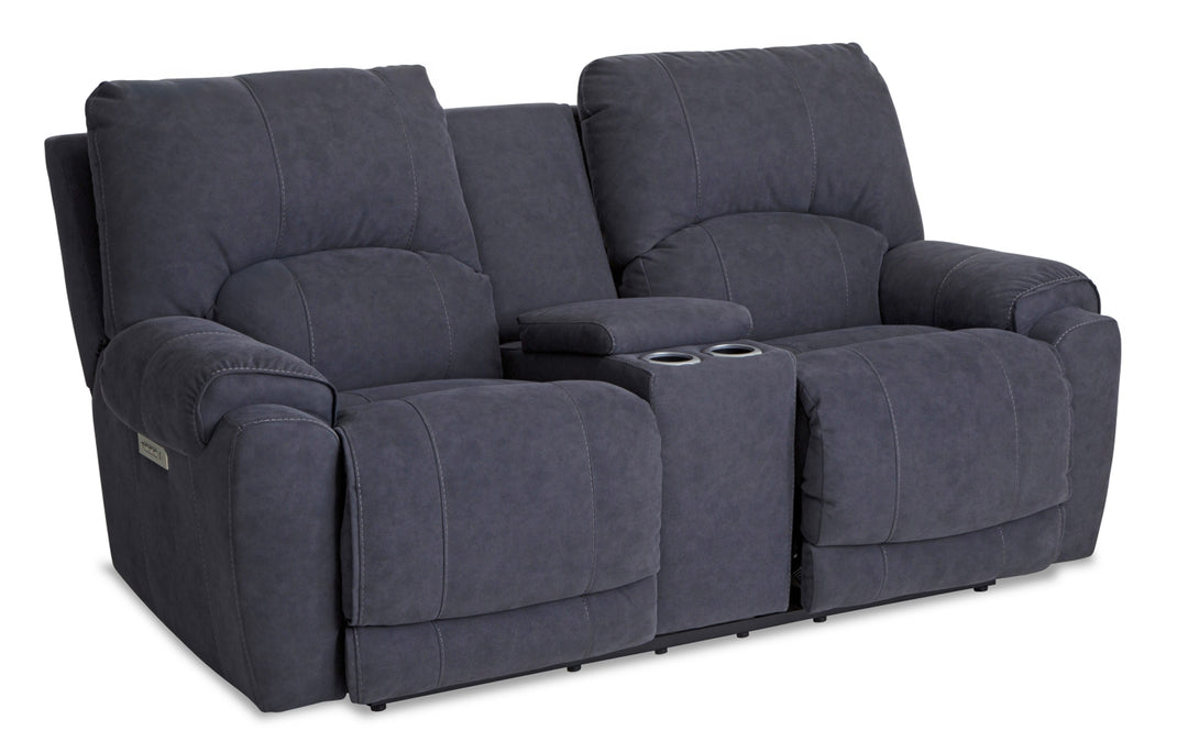 Homestretch Upholstered Power Reclining Console Loveseat