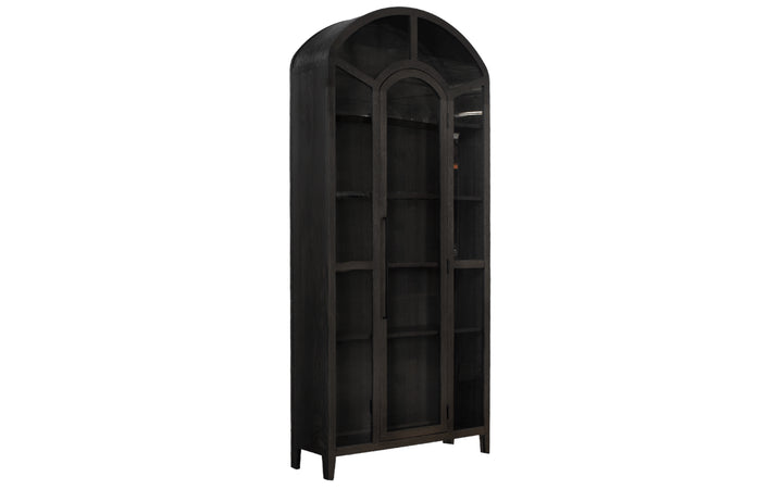 Brown Maple & Glass Arched Bookshelf