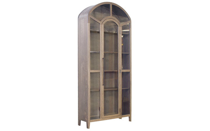 White Oak & Glass Arched Bookshelf