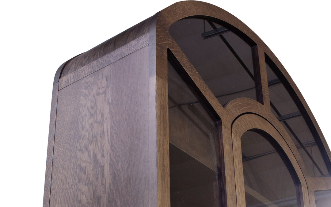 Quartersawn White Oak & Glass Arched Bookshelf